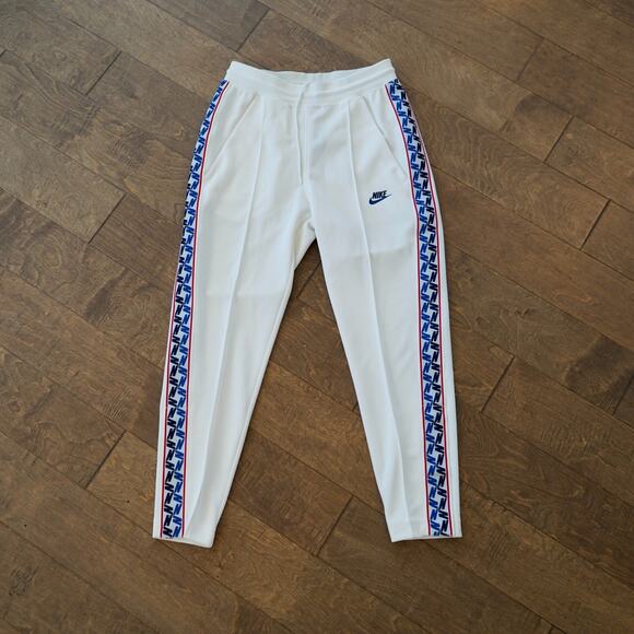 Nike Track Pants Mens Small White Side Stripe Tapered Fit Drawstring Sportswear - Picture 8 of 11